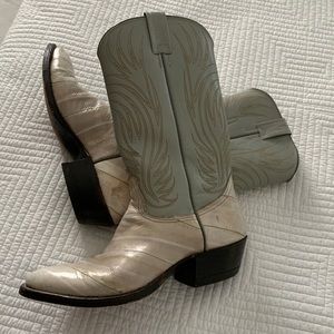 Vintage Nocona Cowboy Boots Gray Eelskin Leather